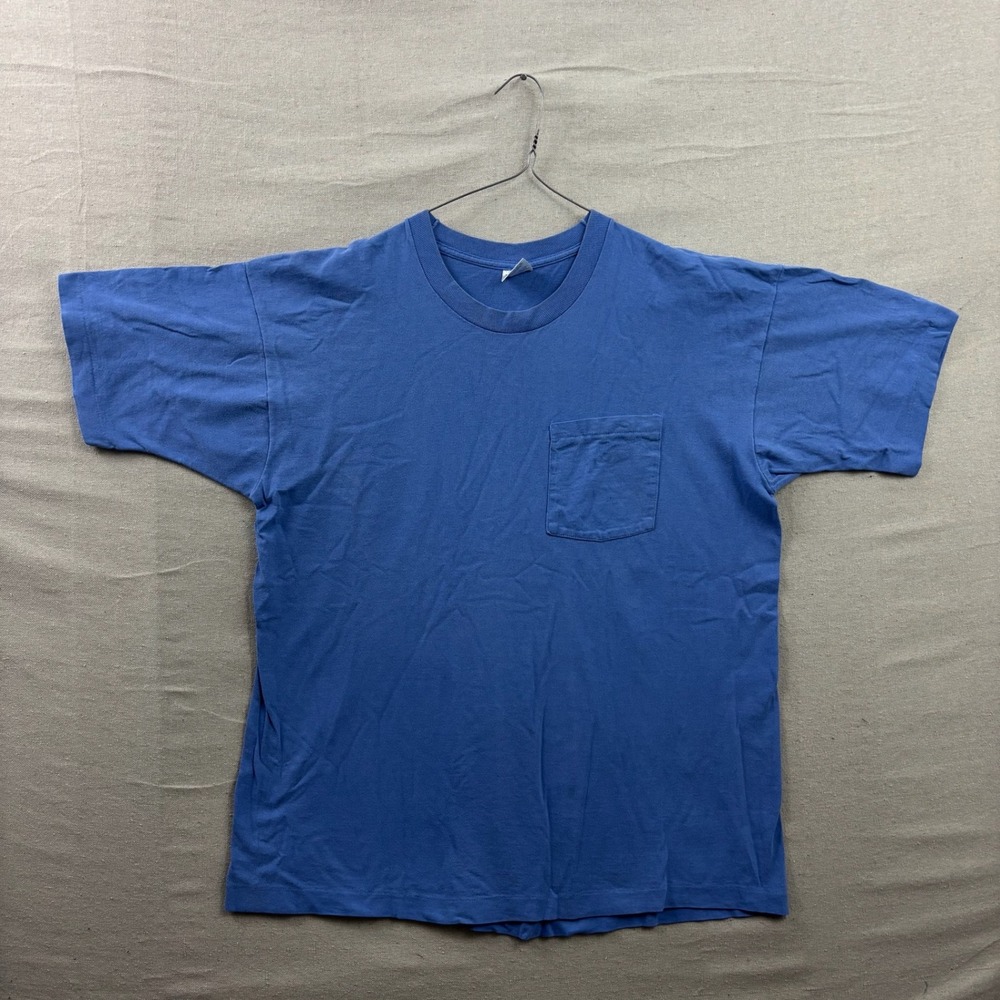 Single Stitch BVD Pocket T-Shirt Mens XL Blue Vintage 90s Made in USA Cotton Tee